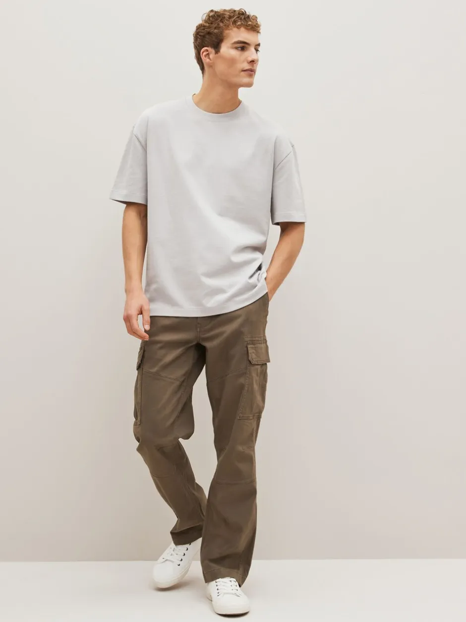 Broeken En Chino's|Next Bruin met paddenstoel - Straight fit - Katoenen cargostretchbroek