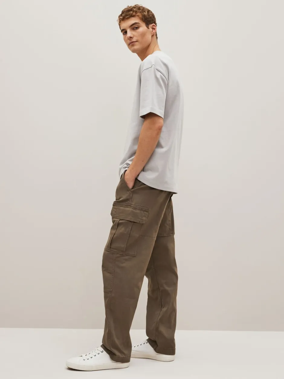 Broeken En Chino's|Next Bruin met paddenstoel - Straight fit - Katoenen cargostretchbroek