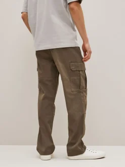 Broeken En Chino's|Next Bruin met paddenstoel - Straight fit - Katoenen cargostretchbroek