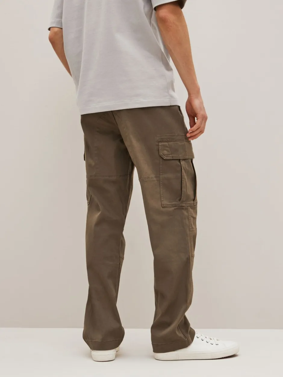Broeken En Chino's|Next Bruin met paddenstoel - Straight fit - Katoenen cargostretchbroek