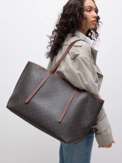Tassen En Portemonnees|Next Bruin monogram - Grote schoudertas