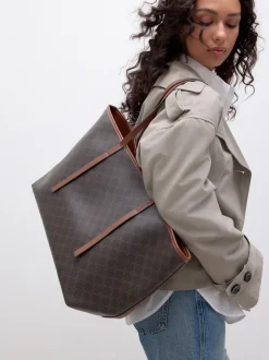 Tassen En Portemonnees|Next Bruin monogram - Grote schoudertas
