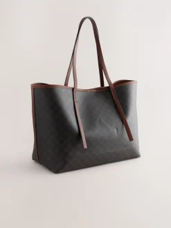 Tassen En Portemonnees|Next Bruin monogram - Grote schoudertas