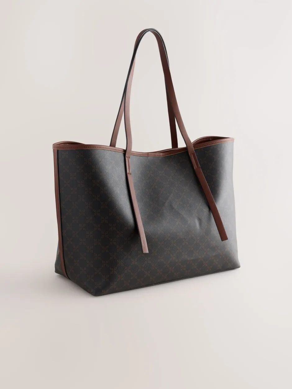 Tassen En Portemonnees|Next Bruin monogram - Grote schoudertas