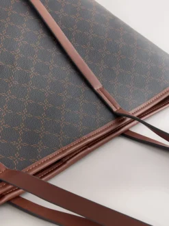 Tassen En Portemonnees|Next Bruin monogram - Grote schoudertas