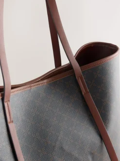 Tassen En Portemonnees|Next Bruin monogram - Grote schoudertas
