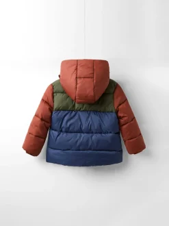 Schoolkleding|Jojo Maman Bébé - Borg Lined Hooded Puffer Coat Bruin multi