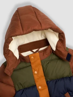 Schoolkleding|Jojo Maman Bébé - Borg Lined Hooded Puffer Coat Bruin multi