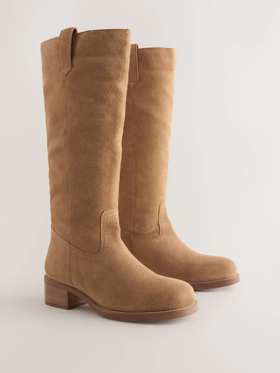 Boots|Next - Forever Comfort® kniehoge instaplaarzen Bruin suède