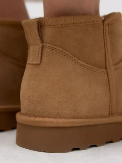 Boots*Next - Waterafstotende enkellaarzen van imitatiebont Bruin suède