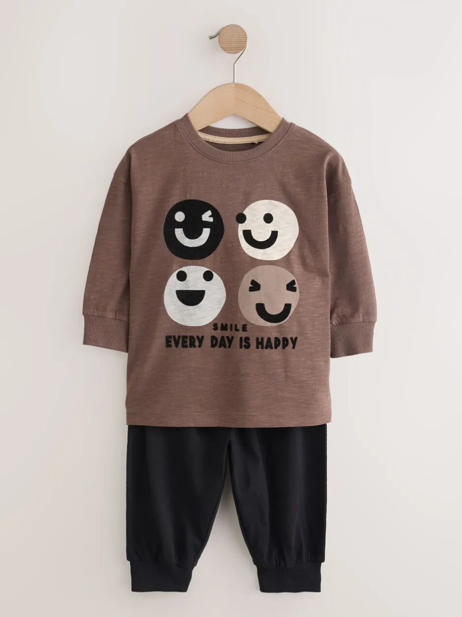 Pyjama's|Nachtkleding En Pyjama's*Next - Verpakking van 3 oversized pyjama's 3 (9mnd -10jr) Bruin/Crème Blij gezicht