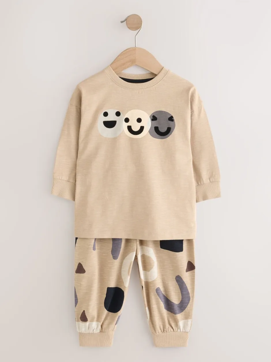 Pyjama's|Nachtkleding En Pyjama's*Next - Verpakking van 3 oversized pyjama's 3 (9mnd -10jr) Bruin/Crème Blij gezicht