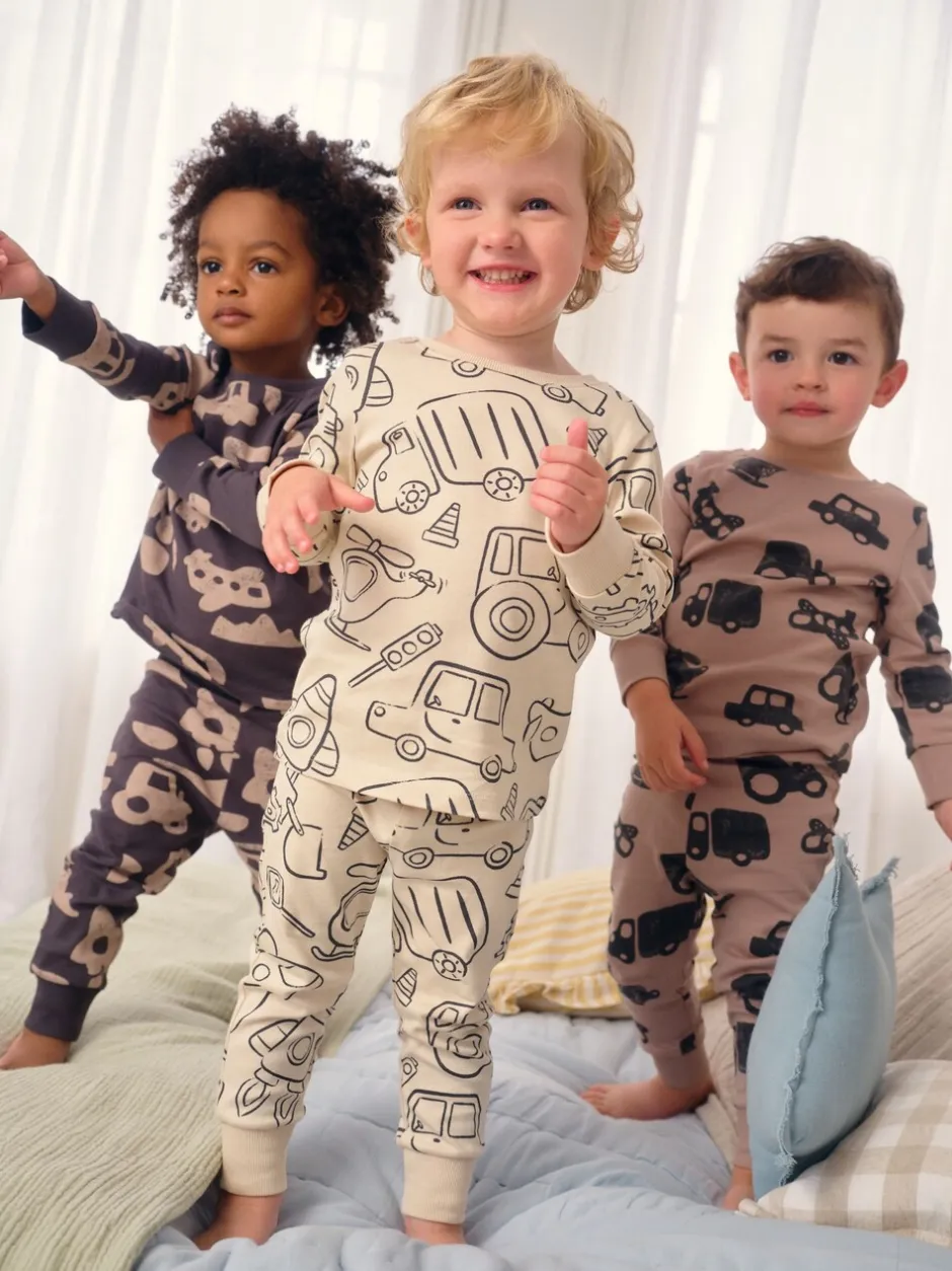 Multipacks|Pyjama's*Next Bruin/Crème Transport - Mini Knusse Pyjama's 3 Set (9mnd-10jr)