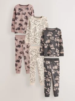Multipacks|Pyjama's*Next Bruin/Crème Transport - Mini Knusse Pyjama's 3 Set (9mnd-10jr)