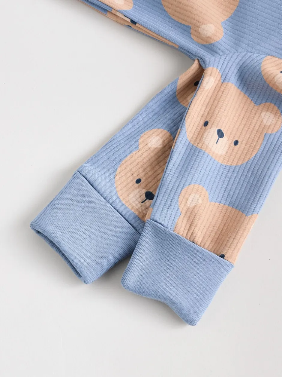 Multipacks|Babypakjes En Babypyjama's|Next - Set van 3 baby pyjama's zonder voetjes met tweewegrits van katoen (0mnd-3jr) Bruin/donkerblauw