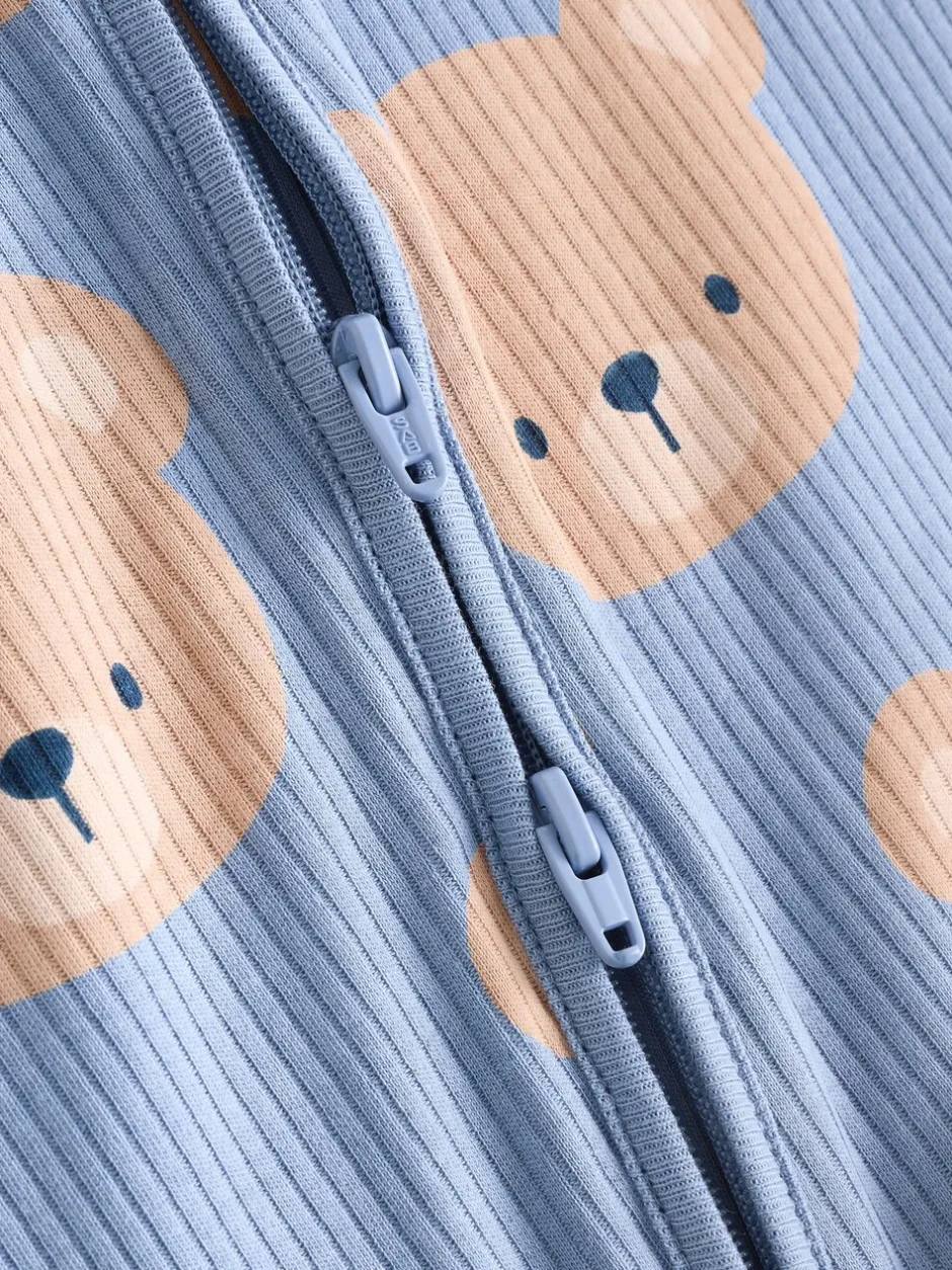 Multipacks|Babypakjes En Babypyjama's|Next - Set van 3 baby pyjama's zonder voetjes met tweewegrits van katoen (0mnd-3jr) Bruin/donkerblauw