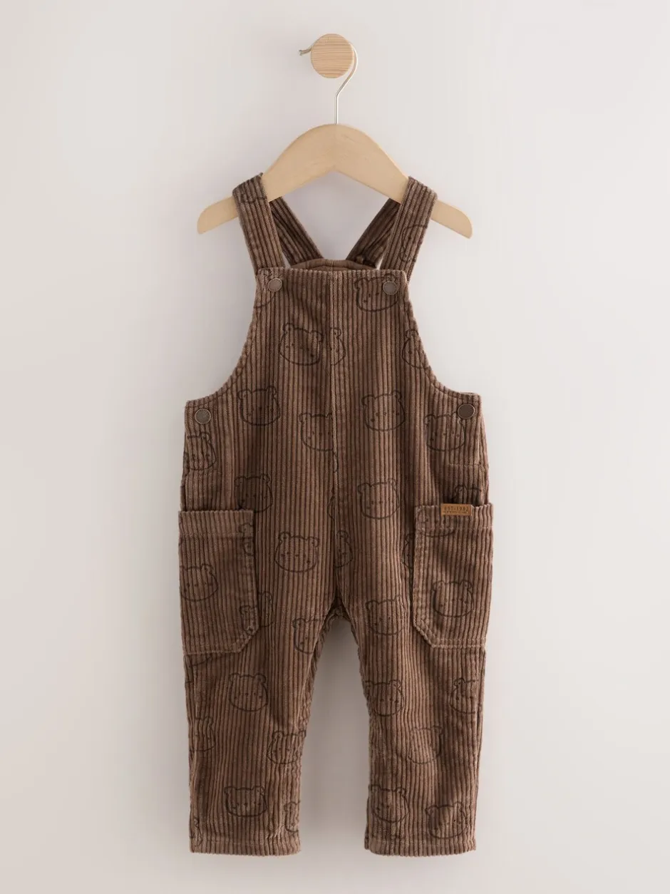 Rompertjes En Tuinbroeken|Next - Corduroy tuinbroek (3 mnd - 7 jr) Bruine Beer Print