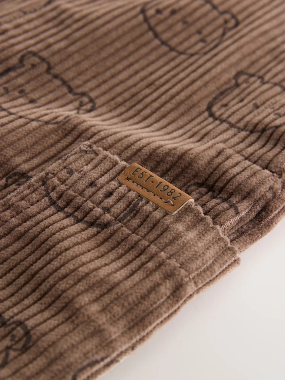 Rompertjes En Tuinbroeken|Next - Corduroy tuinbroek (3 mnd - 7 jr) Bruine Beer Print
