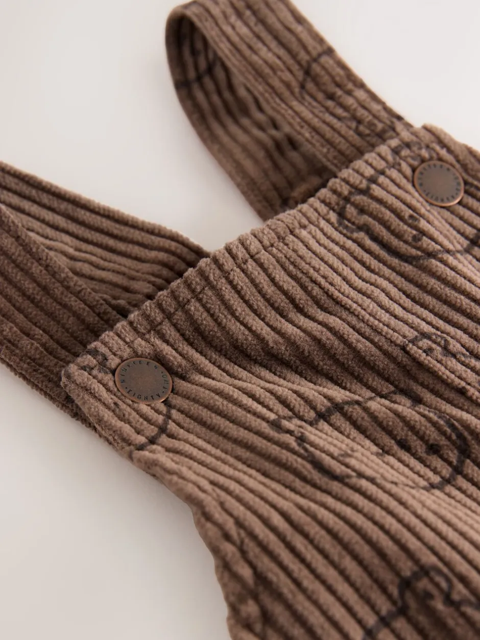 Rompertjes En Tuinbroeken|Next - Corduroy tuinbroek (3 mnd - 7 jr) Bruine Beer Print