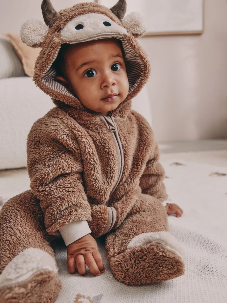Jassen, Jacks En Kinderwagenpakjes|Jassen En Jacks*Next Bruine Hamish met capuchon - Baby fleece skipak (0-18mnd)