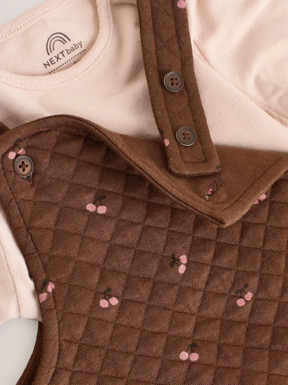 Rompertjes En Tuinbroeken|Tuinbroeken*Next Bruine Kers - Gewatteerde bretelbroek en Bodysuit baby set met 2 Pieces (0mnd -3jr)