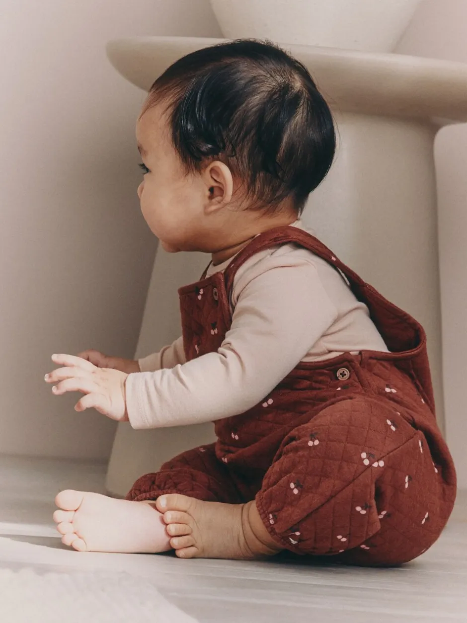 Rompertjes En Tuinbroeken|Tuinbroeken*Next Bruine Kers - Gewatteerde bretelbroek en Bodysuit baby set met 2 Pieces (0mnd -3jr)