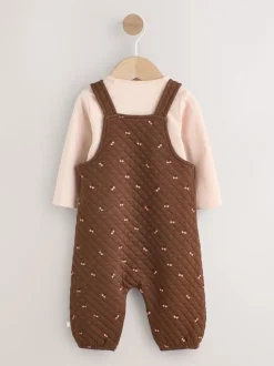 Rompertjes En Tuinbroeken|Tuinbroeken*Next Bruine Kers - Gewatteerde bretelbroek en Bodysuit baby set met 2 Pieces (0mnd -3jr)