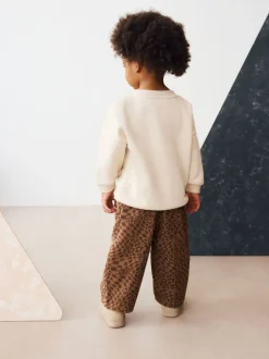 Broeken En Chino's*Next Bruine luipaardprint - Wijde broek met elastische taille (3mnd-7jr)