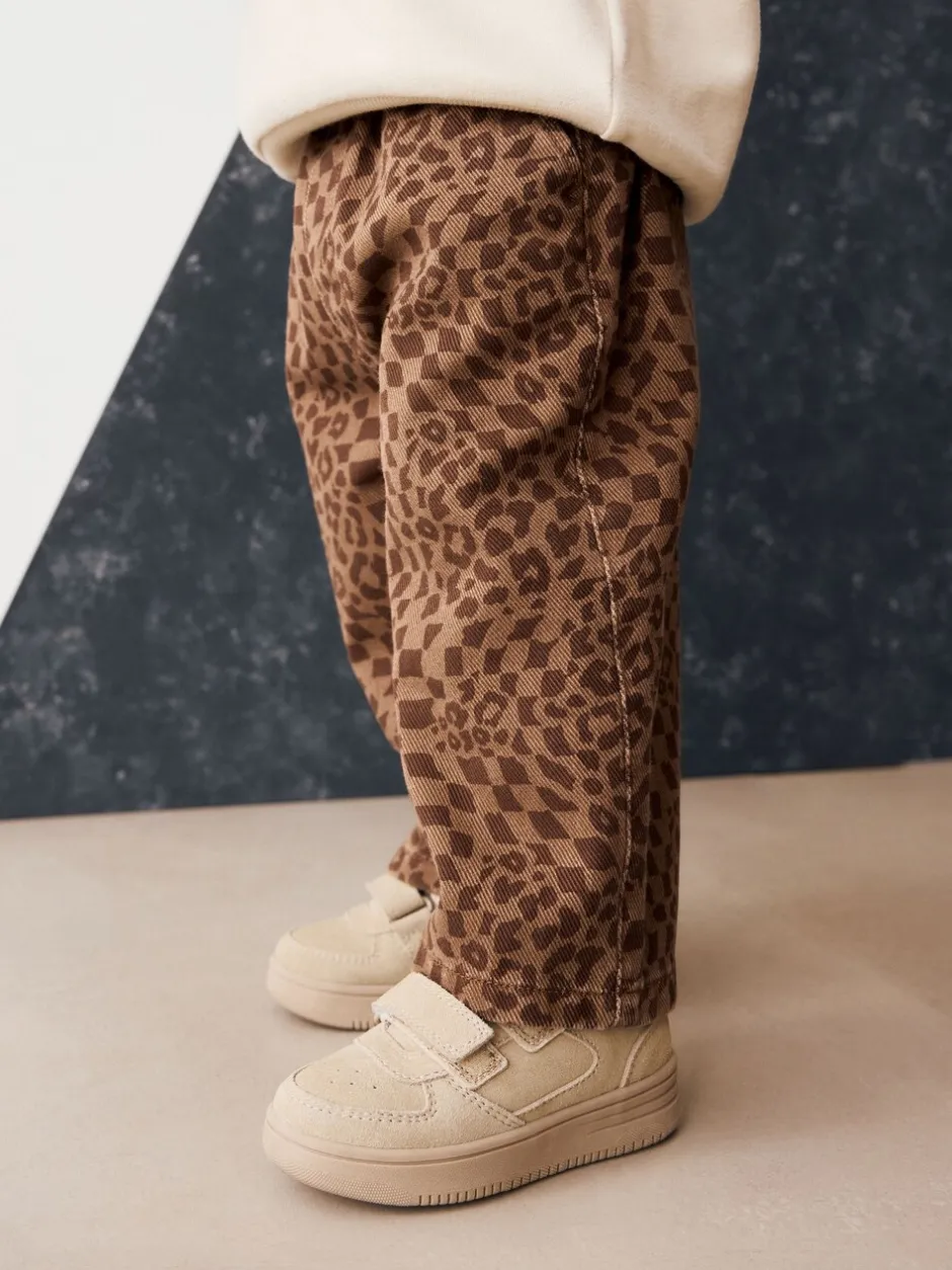 Broeken En Chino's*Next Bruine luipaardprint - Wijde broek met elastische taille (3mnd-7jr)
