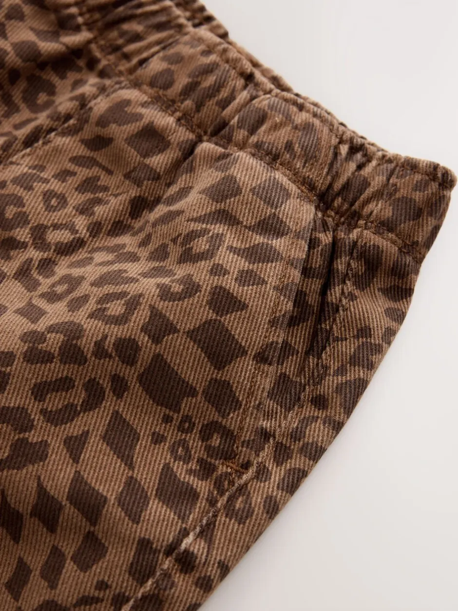 Broeken En Chino's*Next Bruine luipaardprint - Wijde broek met elastische taille (3mnd-7jr)