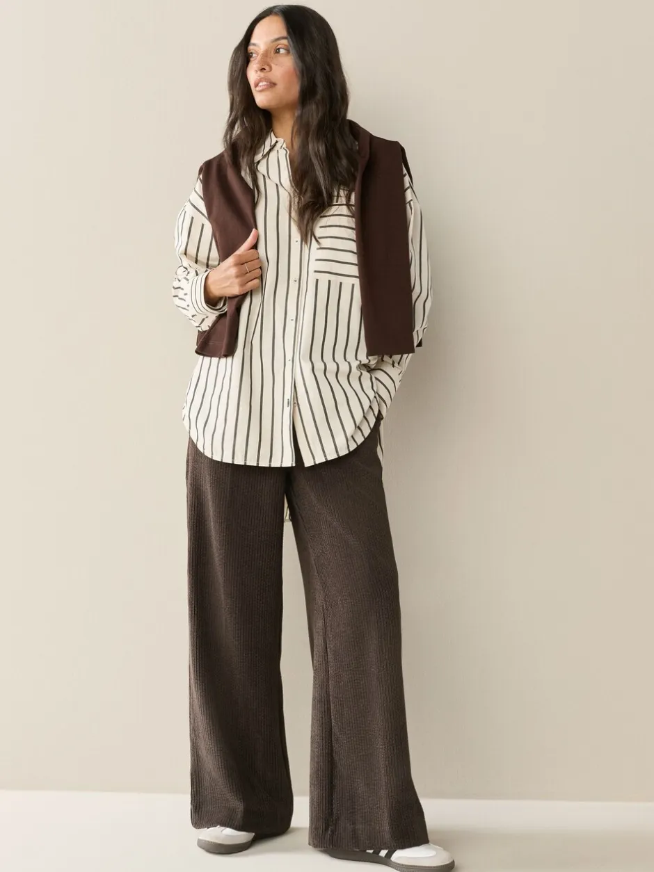Broeken*Next Bruin/khaki - Wide Leg Soft Cord Trousers 2 Pack