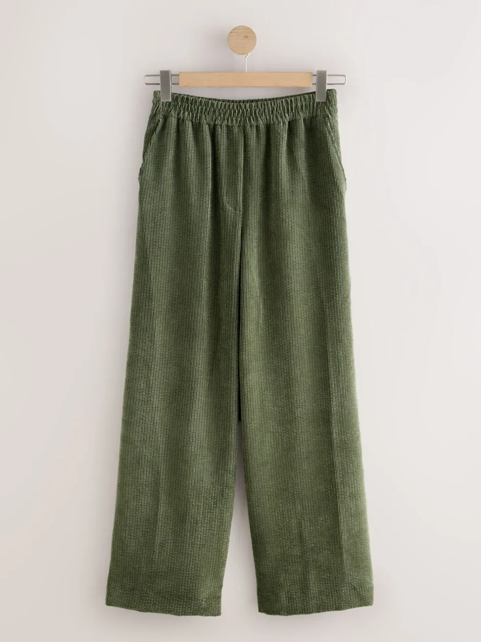 Broeken*Next Bruin/khaki - Wide Leg Soft Cord Trousers 2 Pack