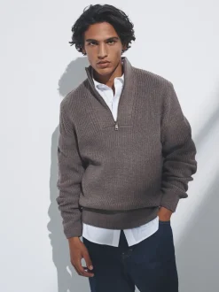 Gebreide Kleding*The Set - 2 Pack Quarter Zip Neck Jumpers Bruin/marineblauw