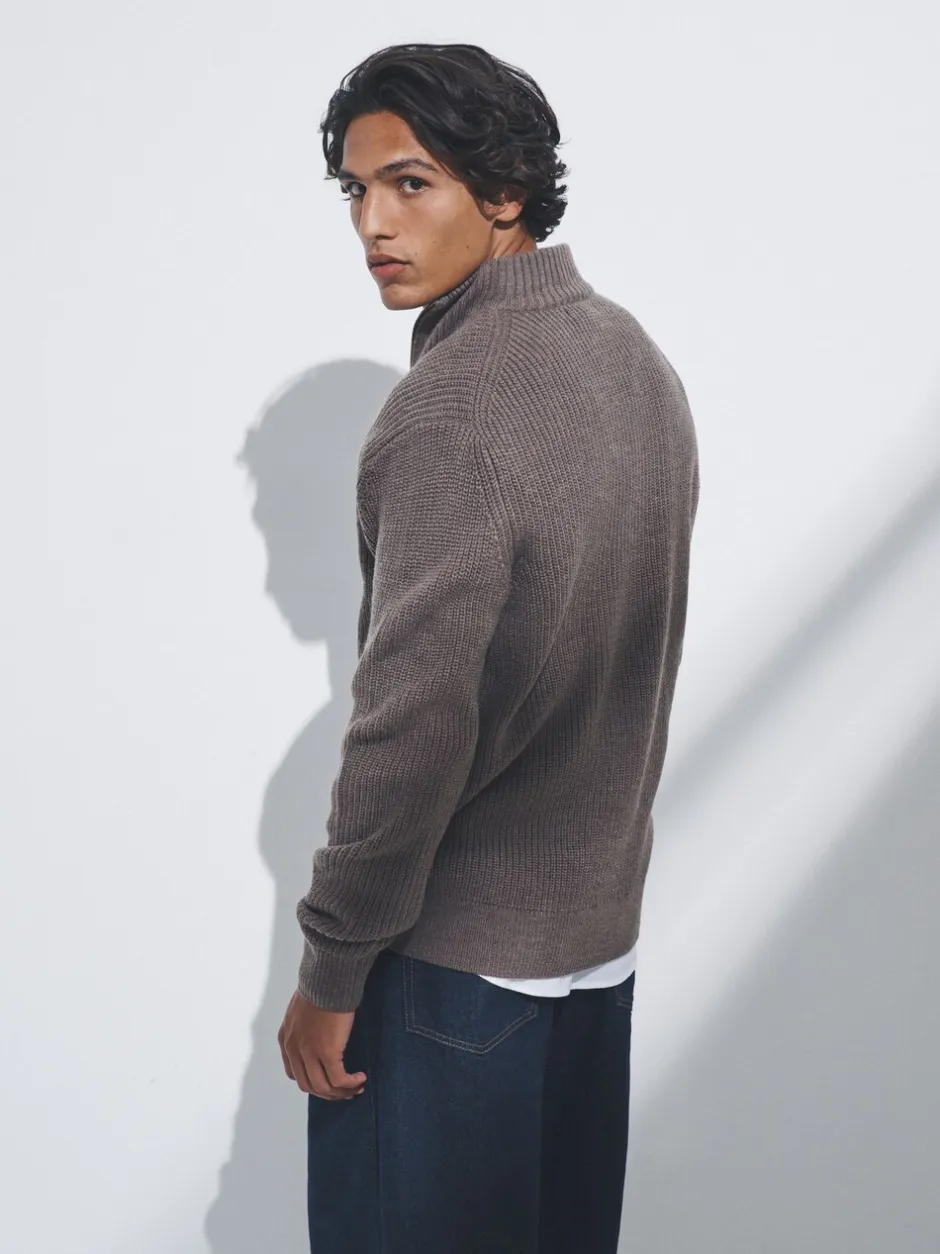 Gebreide Kleding*The Set - 2 Pack Quarter Zip Neck Jumpers Bruin/marineblauw