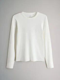 Tops En T-Shirts*The Set Bruin/Roze/Wit/Strepen - van 5 geribbelde T-shirts met lange mouwen