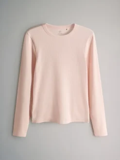 Tops En T-Shirts*The Set Bruin/Roze/Wit/Strepen - van 5 geribbelde T-shirts met lange mouwen