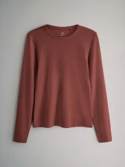 Tops En T-Shirts*The Set Bruin/Roze/Wit/Strepen - van 5 geribbelde T-shirts met lange mouwen
