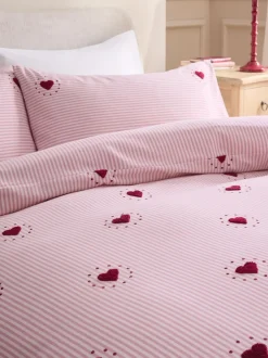 Beddengoedsets En Dekbedovertrekken*Next Brushed Cotton Tufted Heart Duvet Cover and Pillowcase Set