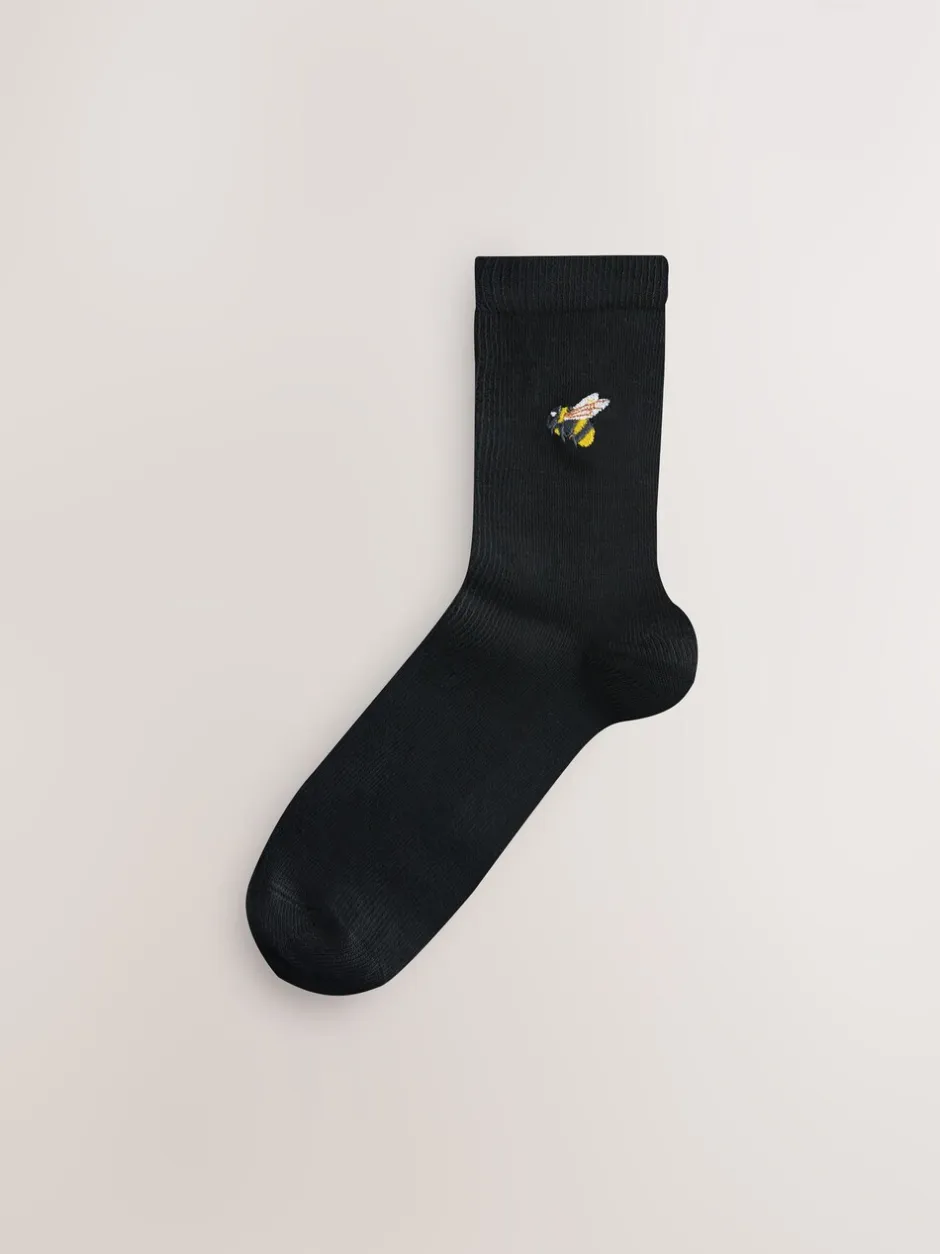 Sokken En Panty's|Next Bumble Bee - Set van 4 paar enkelsokken met geborduurd motief