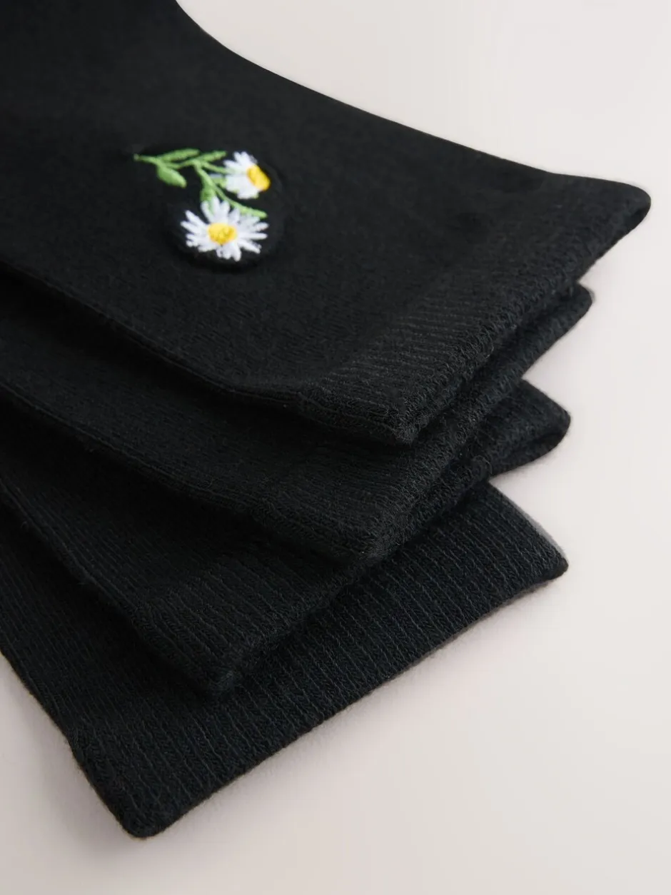 Sokken En Panty's|Next Bumble Bee - Set van 4 paar enkelsokken met geborduurd motief