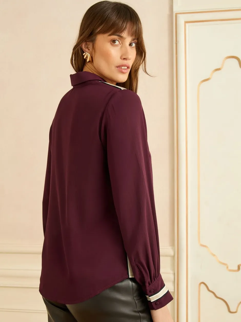 Gelegenheidskleding|Blouses En Overhemden|Love & Roses - overhemd met knopen en lange mouwen Burgundy Red Metallic