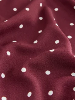 Blouses En Overhemden|Next Burgundy Red Polka Dot - Blouse met V-hals en lange mouwen