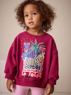Truien En Breisels|Sweaters En Hoody´S|Next Burgundy Red Zebra - Sweatshirt met ronde hals (3 mnd-7 jr)