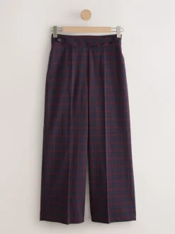Kostuums En Werkkleding|Broeken*Next Burgundy Red/Navy Blue Check - Ruit Wijde pijpen Tailored Broeken