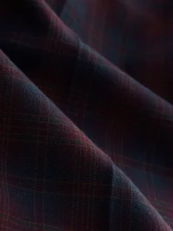 Kostuums En Werkkleding|Broeken*Next Burgundy Red/Navy Blue Check - Ruit Wijde pijpen Tailored Broeken