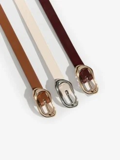 Ceintuurs|Lipsy Burgundy, Tan & Cream - Skinny Belts 3 Pack Burgundy, Tan & Cream