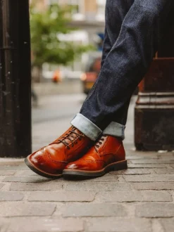 Formele Schoenen|Base London - Bristol Brogue Boot Burnt Tan Brown