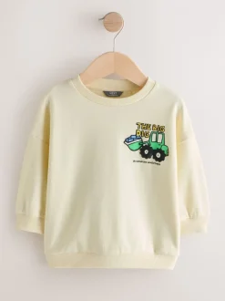 Truien En Breisels|Sweaters En Hoody´S*Next Buttermilk Yellow Digger - Jersey sweatshirt met ronde hals en print op de rug (3mnd -7jr)