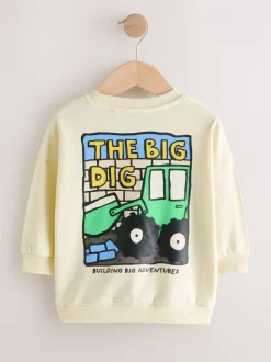 Truien En Breisels|Sweaters En Hoody´S*Next Buttermilk Yellow Digger - Jersey sweatshirt met ronde hals en print op de rug (3mnd -7jr)
