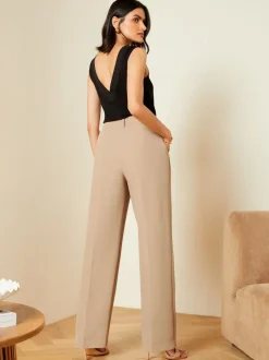 Kostuums En Werkkleding*Love & Roses Camel - broek met wijde pijpen